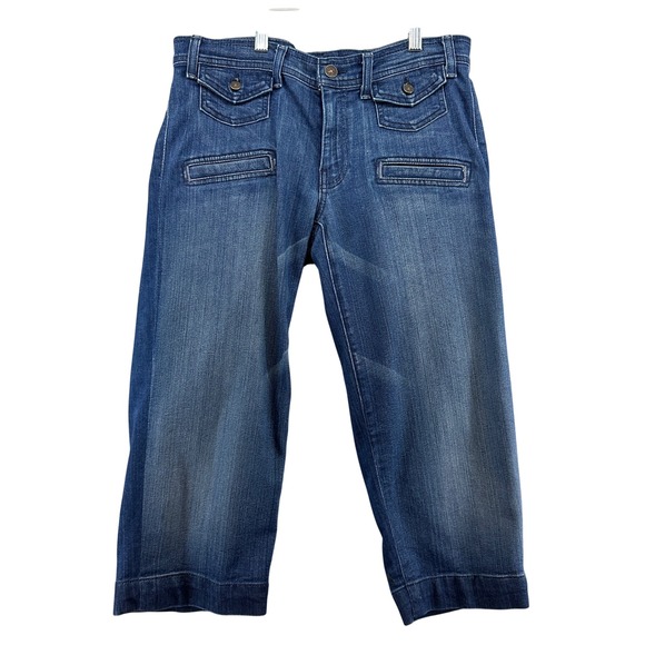 7 For All Mankind Denim Cropped Wide Leg Jeans - Picture 1 of 9